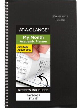 At-A-Glance Academic 14-Month Planner July 26-Aug 27 Black 9"x11" School College